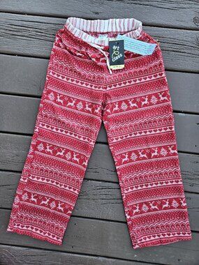 Art Class Holiday Double Waistband Pajama Pants Sleepwear Reindeer Print - M (8)